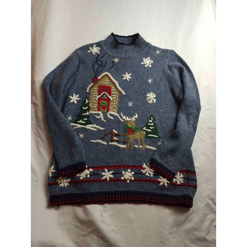 Vintage 90s Nutcracker Ugly Sweater Women M Cottagecore Christmas Kitsch Holiday